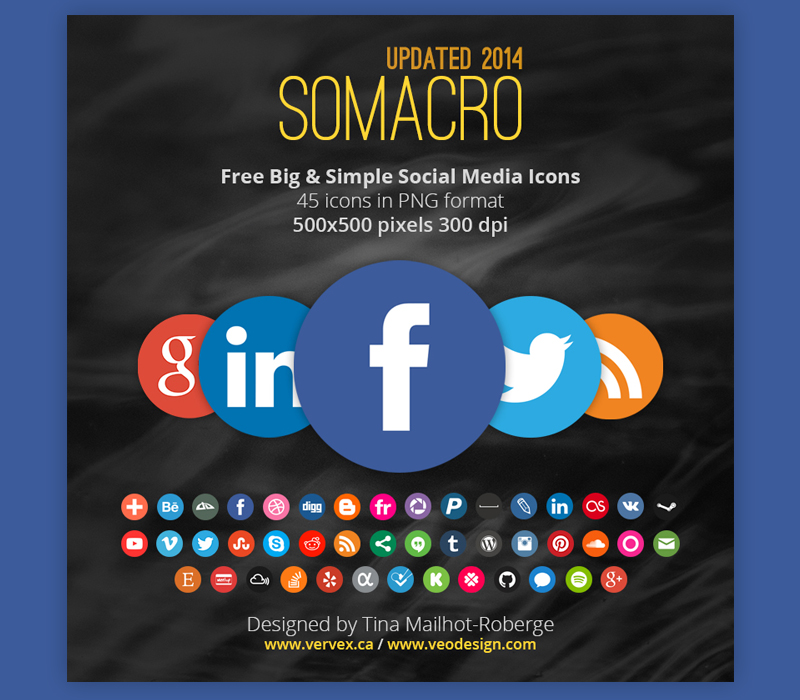 Somacro: 45 300 DPI Social Media Icons