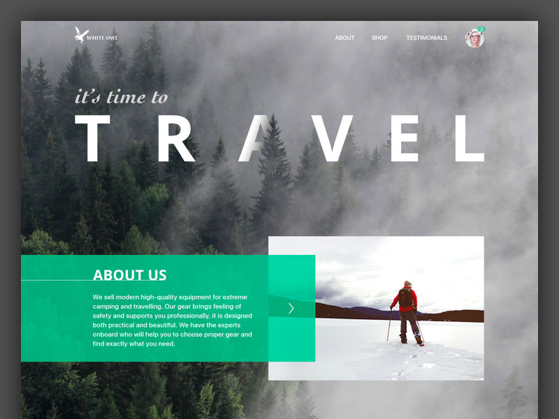 web design fonts - Travel-Gear-Landing-Page