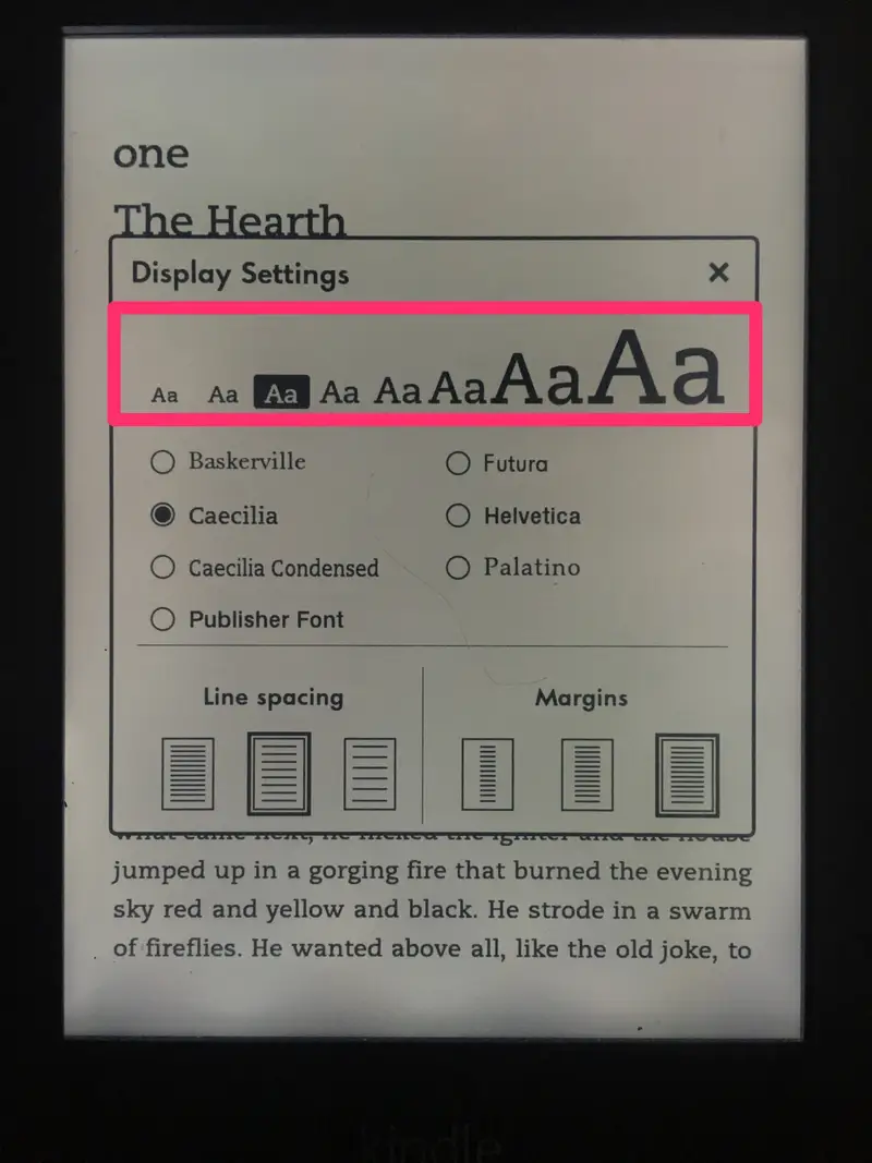 adjust according to your preference to change the amazon kindle font size