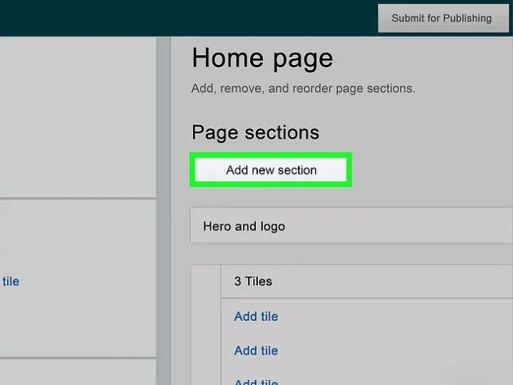 add different sections to your pages