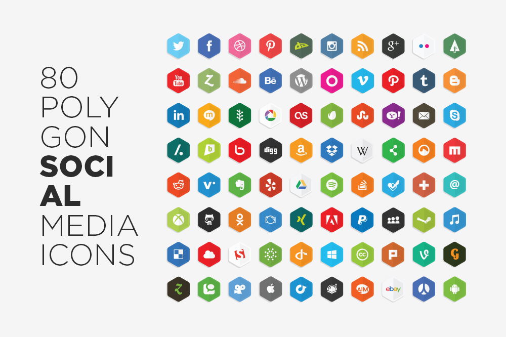 Free Vector Polygon Social Media Icons