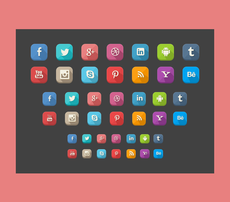 42 Long Shadow Social Icons(PSD)