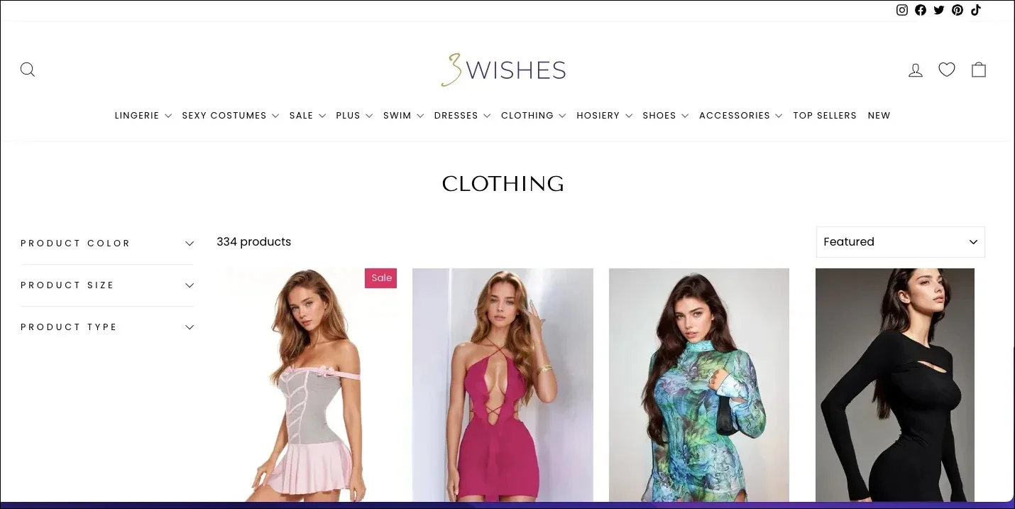 3 wishes: ecommerce website design examples